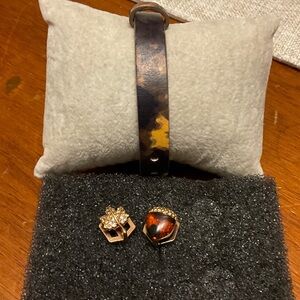 Stella & Dot Keep charm bracelet and two Amber and Gold charms
